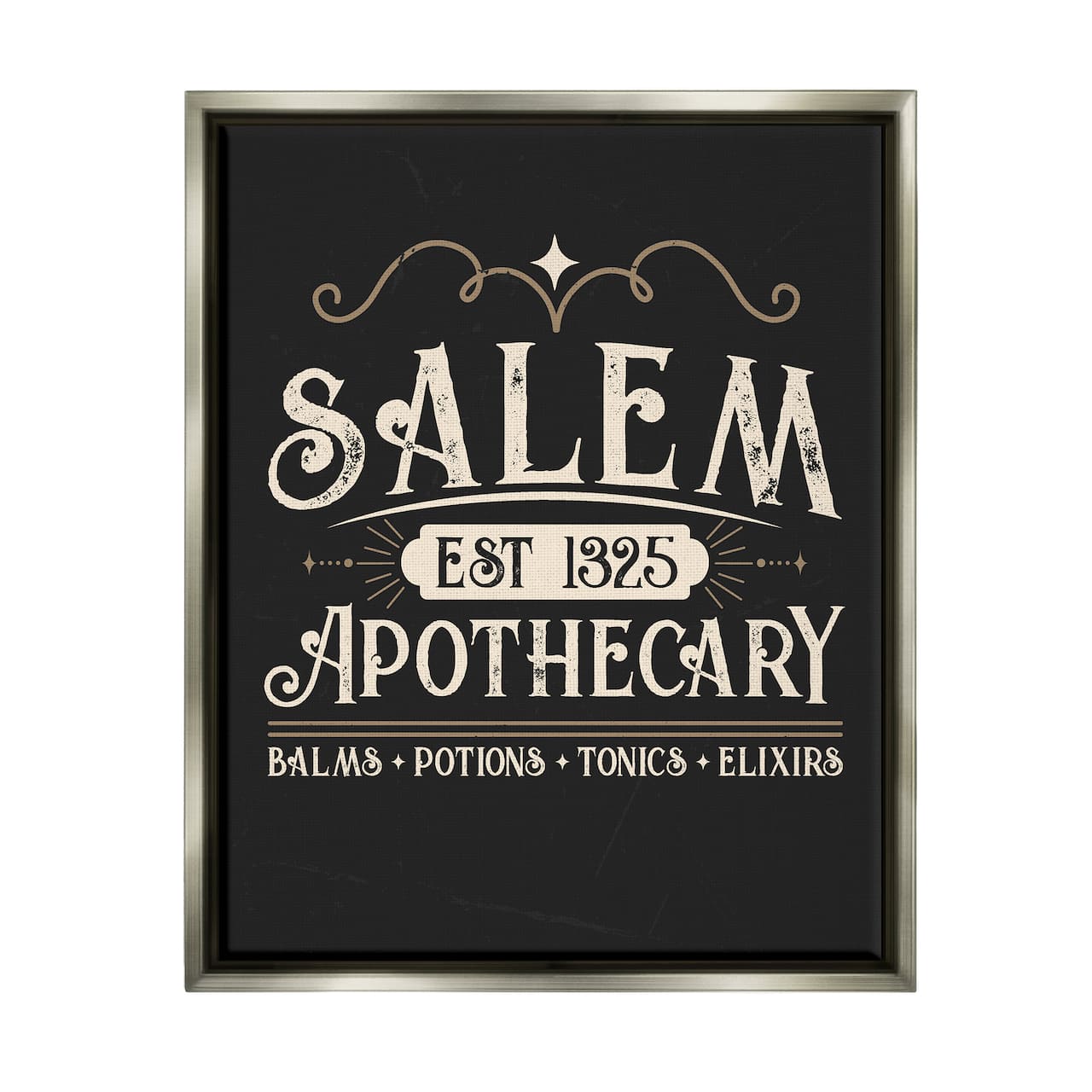 Stupell Industries Salem Apothecary Vintage Sign Framed Floater Canvas Wall Art